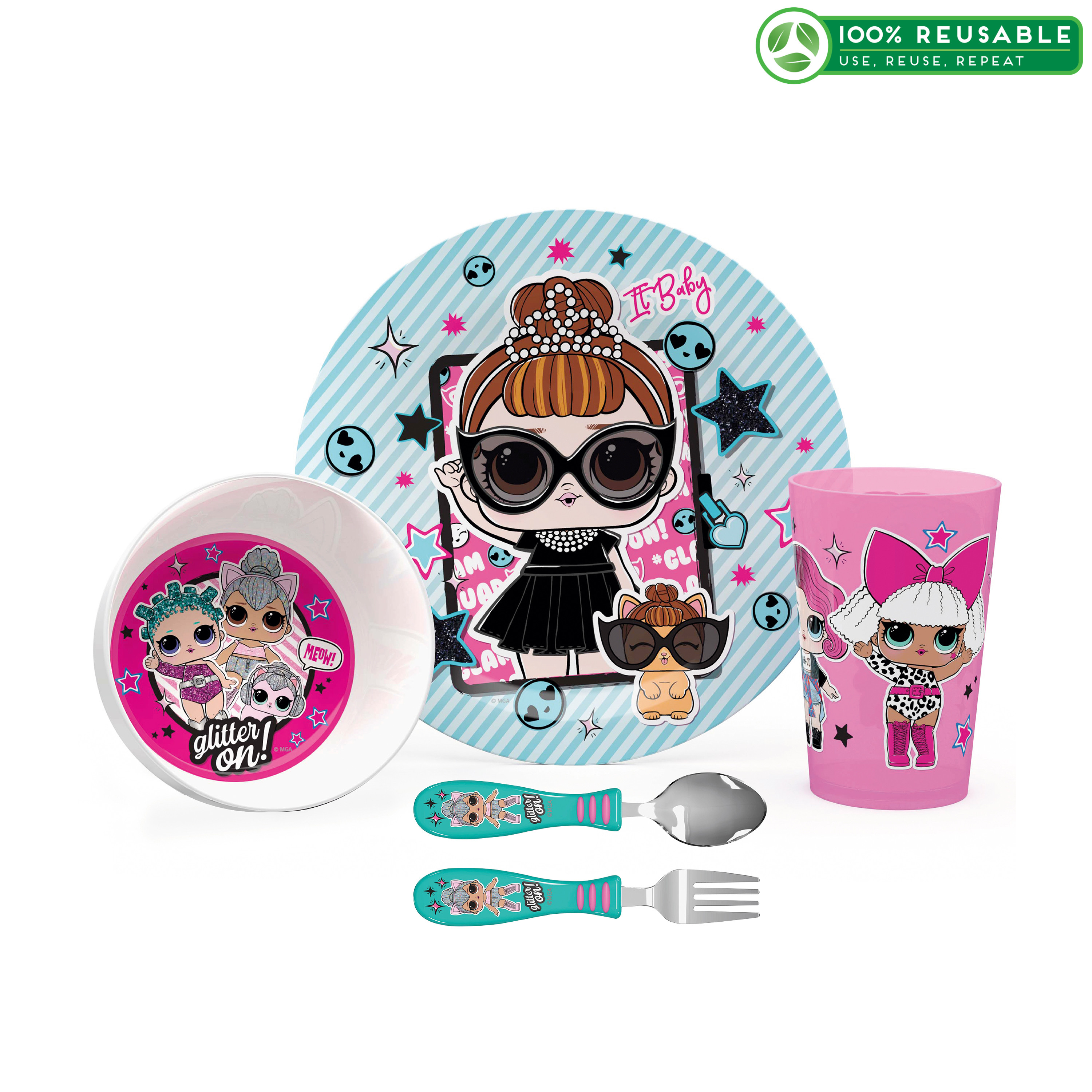 LOL Surprise Dinnerware Set, Glitter ON!, 5-piece set slideshow image 1 LOL Surprise Dinnerware Set, Glitter ON!, 5-piece set slideshow image 1