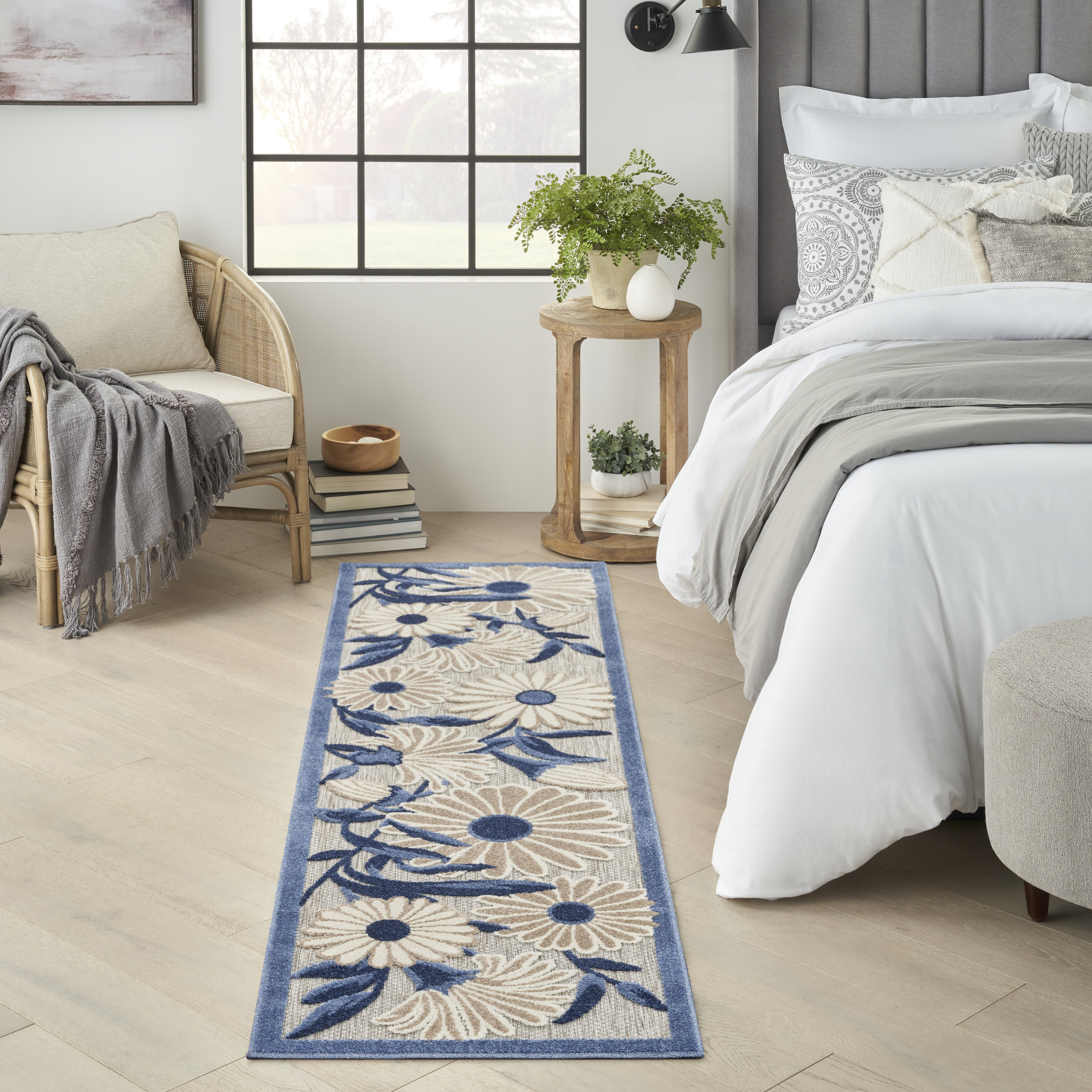 Nourison Aloha 2' x 6' Blue Grey Outdoor Rug