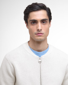 Patrick Bomber Zip Through Cardigan Whisper White