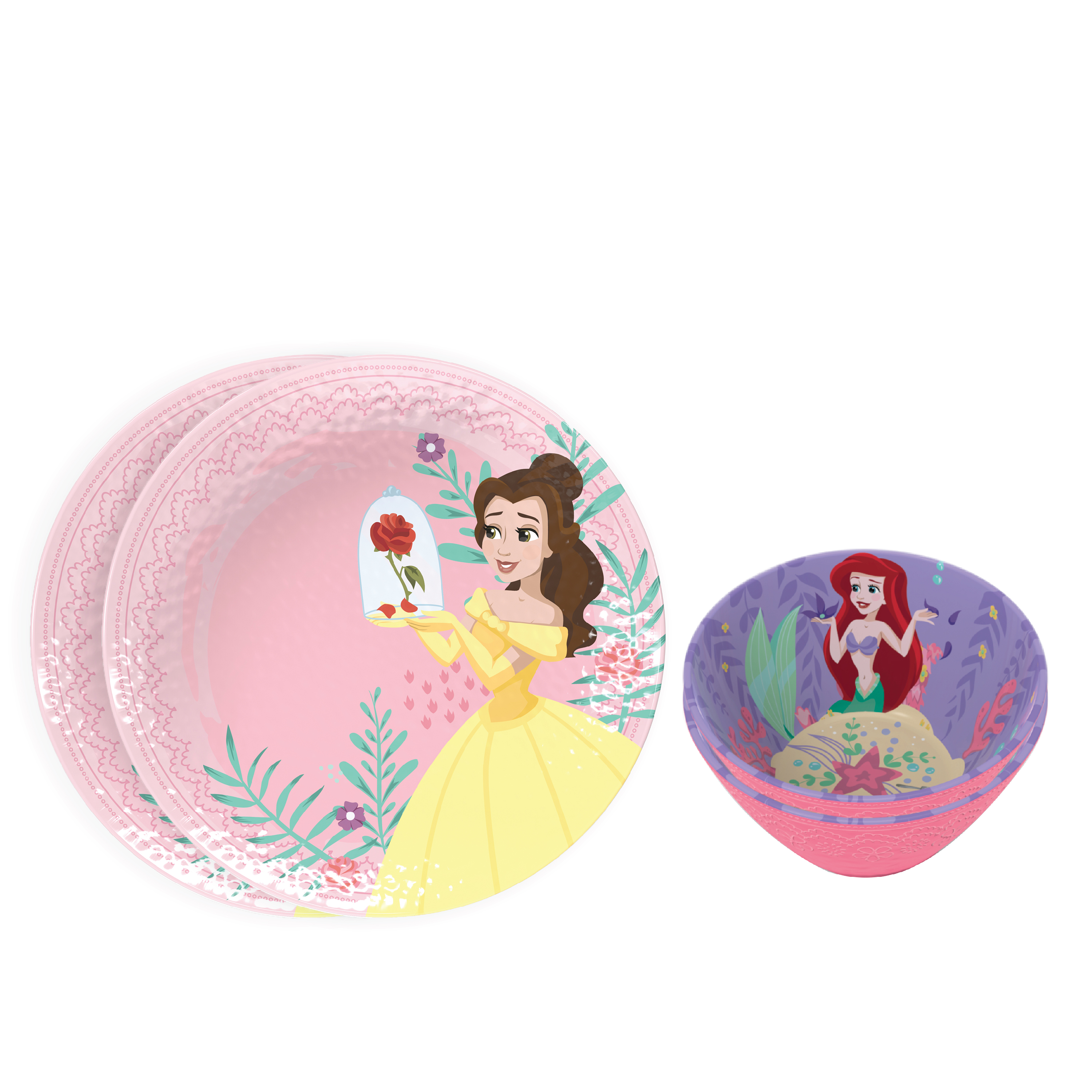 Disney Kids Plate and Bowl Set, Princess, 4-piece set slideshow image 1 Disney Kids Plate and Bowl Set, Princess, 4-piece set slideshow image 1