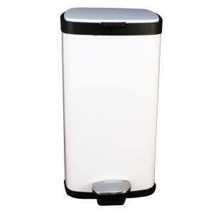 Impact, Step-On, 4.5 gal, Metal, White, Rectangle, Receptacle