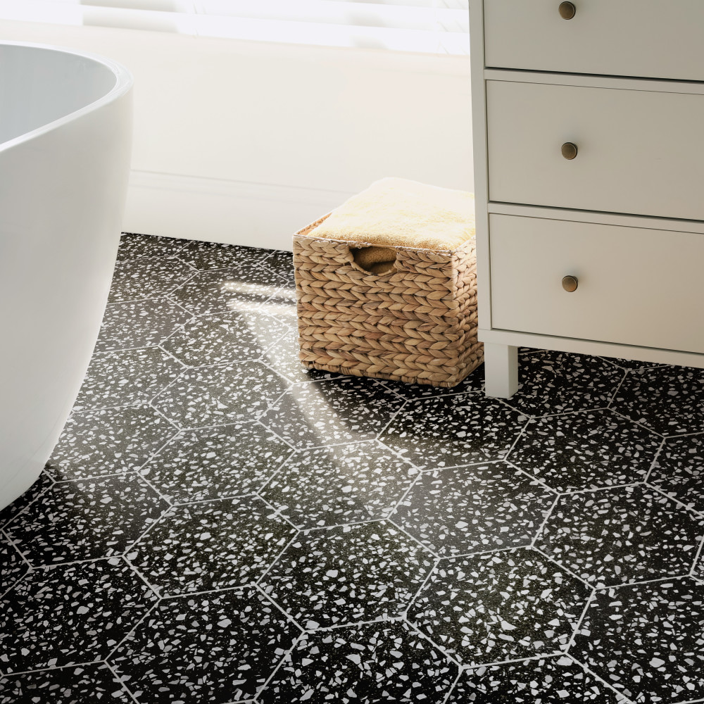 Venice Hex Black 8-5/8 in. x 9-7/8 in. Porcelain Floor and Wall Tile