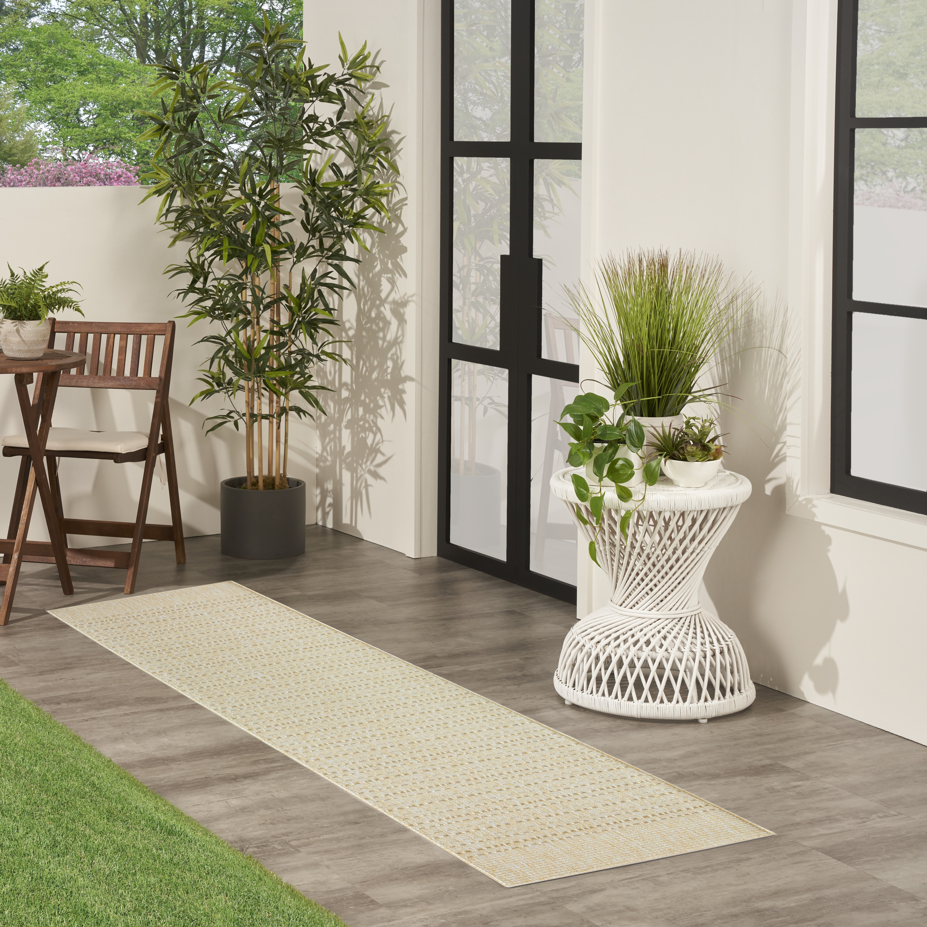 Nourison Tulum 2'2" x 8' Cream Outdoor Rug