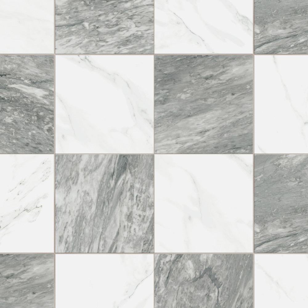 Marbilia Chess Bardiglio 17-3/8 in. x 17-3/8 in. Porcelain Floor and Wall Tile