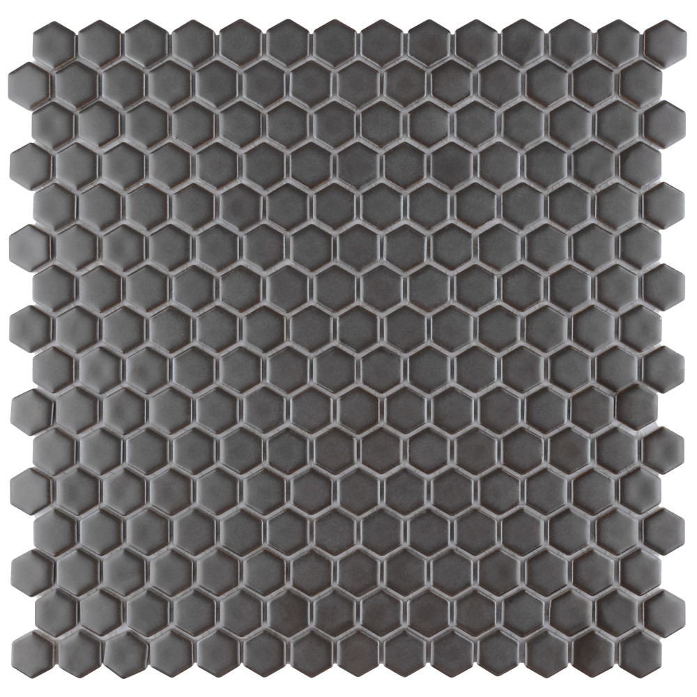 Colmena Hex Gunmetal 11-1/2 in. x 11-5/8 in. Porcelain Mosaic Tile