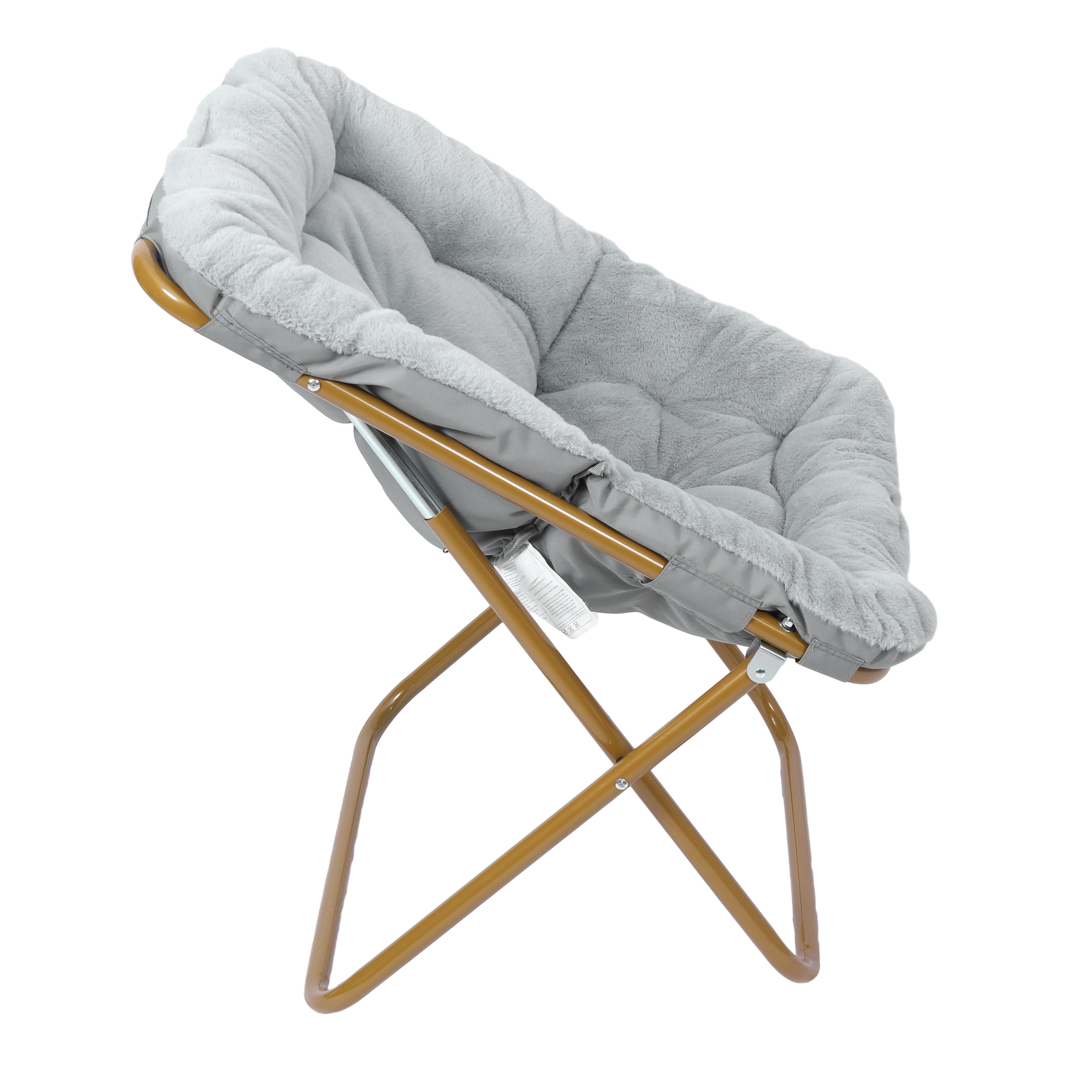 Archer 28" Oversized Portable Faux Fur Folding Saucer Chair with Folding Otto... - Picture 22 of 49