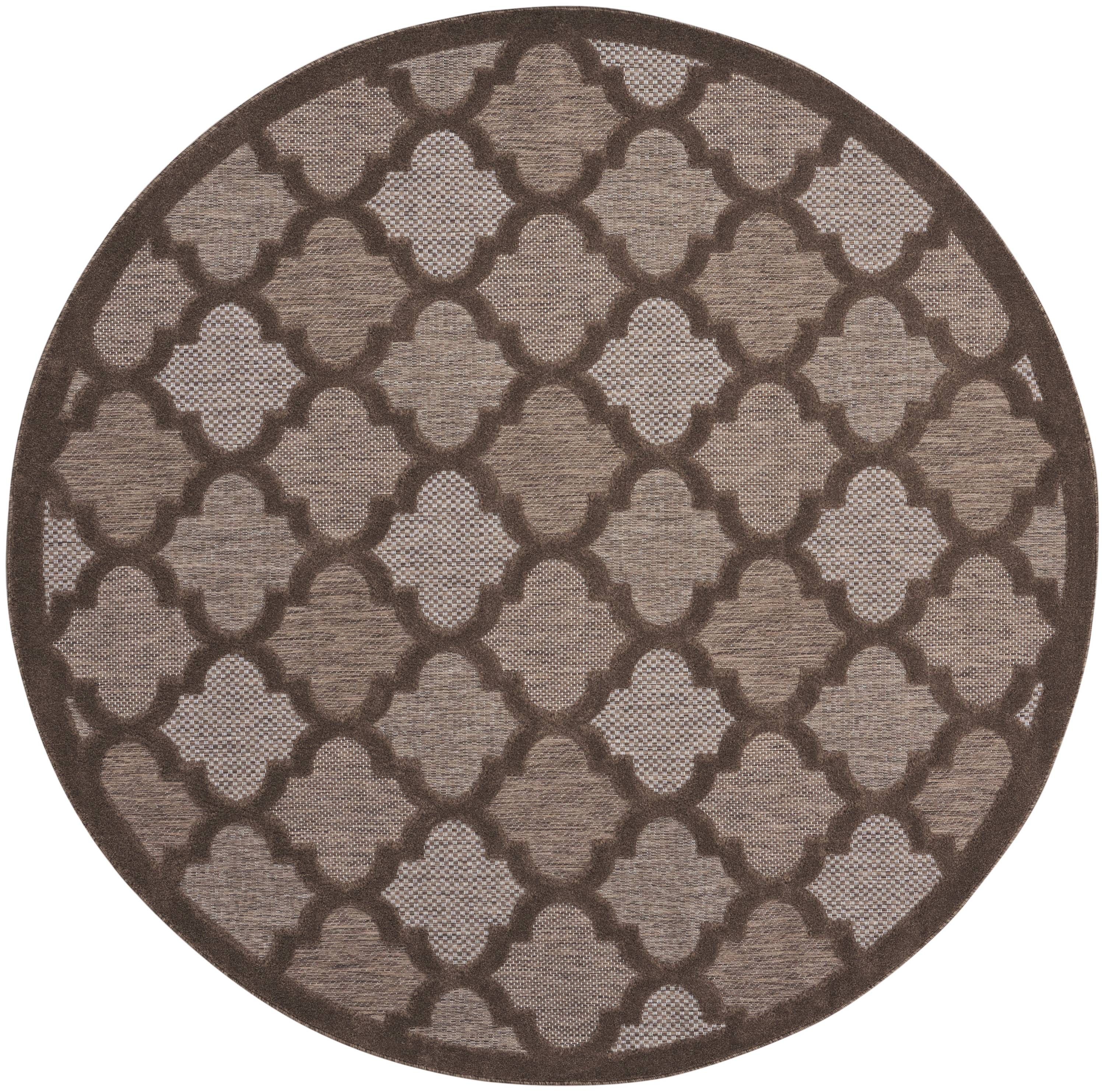 Nourison Easy Care 6' x Round Brown Modern Rug