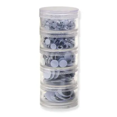 Creativity Street  Wiggle Eyes Storage Stacker, Black, Round & Oval Shapes,  Assorted Sizes, 560 Pieces