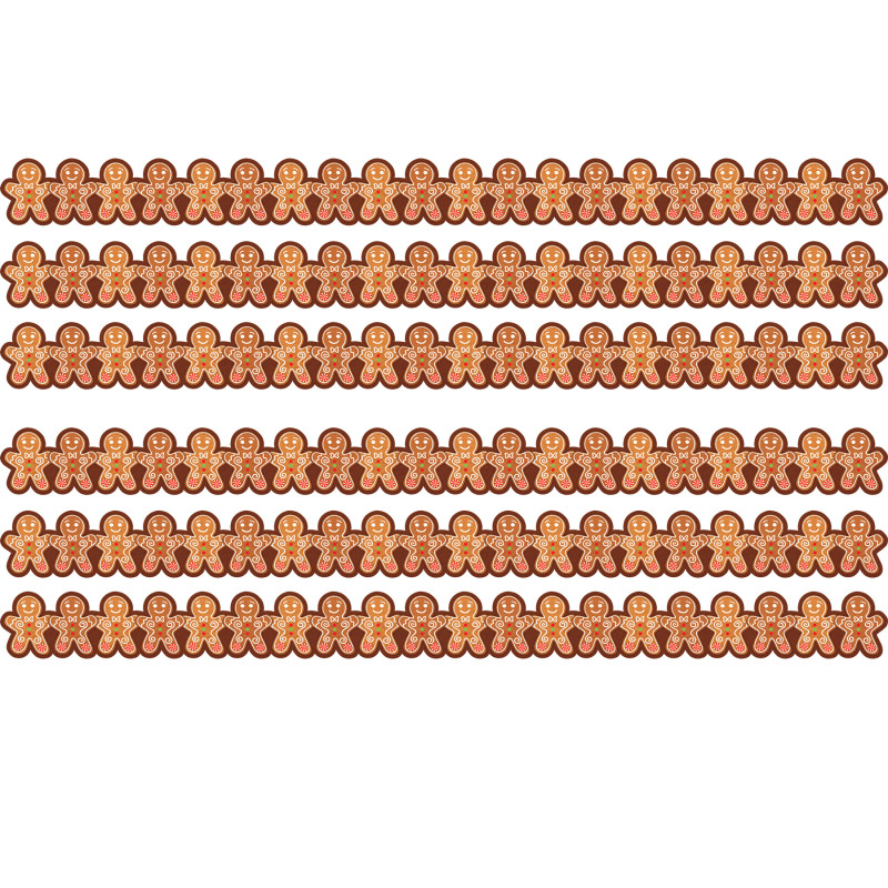 Gingerbread Cookies Die-Cut Border Trim, 35 Feet Per Pack, 6 Packs
