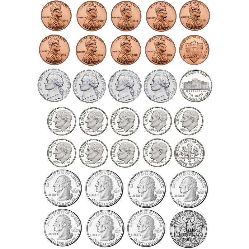 Math Die-Cut Magnets, U.S. Coins