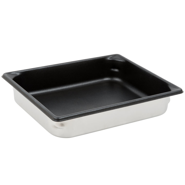 Half-size 2 ½-inch-deep Super Pan V® stainless steel steam table pan with Steel Coat x3™ nonstick coating