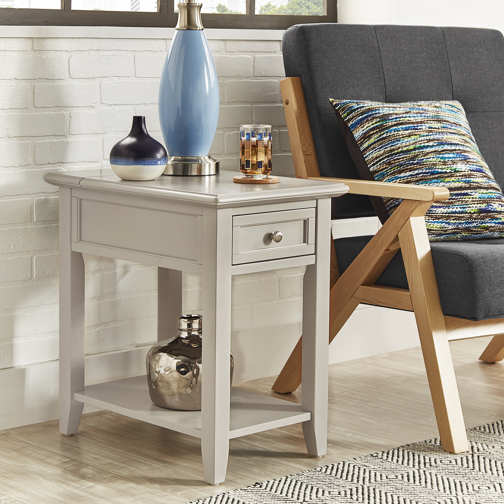 1-Drawer Side Table with Charging Station