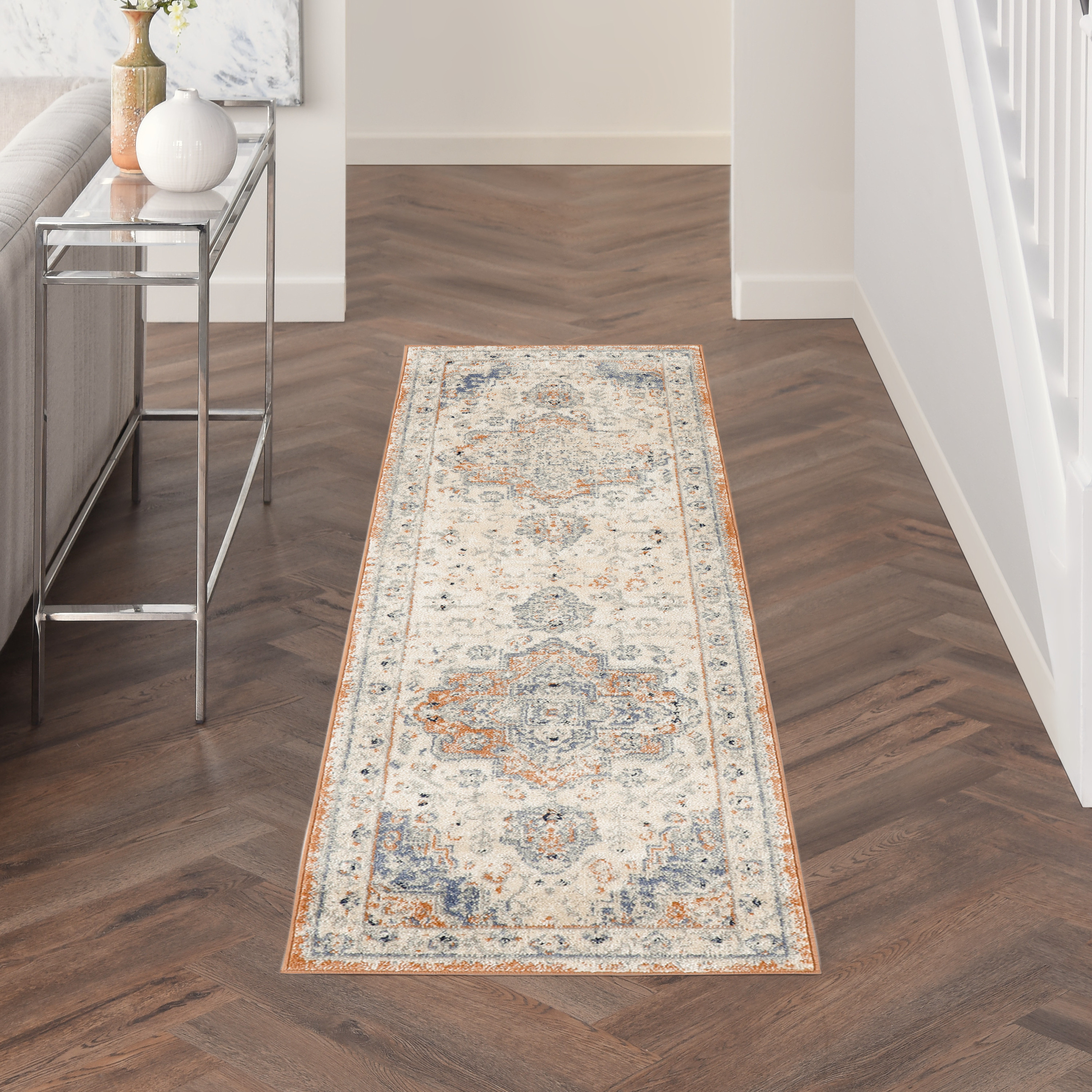 Nourison Nourison Essentials Persian 2'2" x 10' Beige Blue Vintage Rug