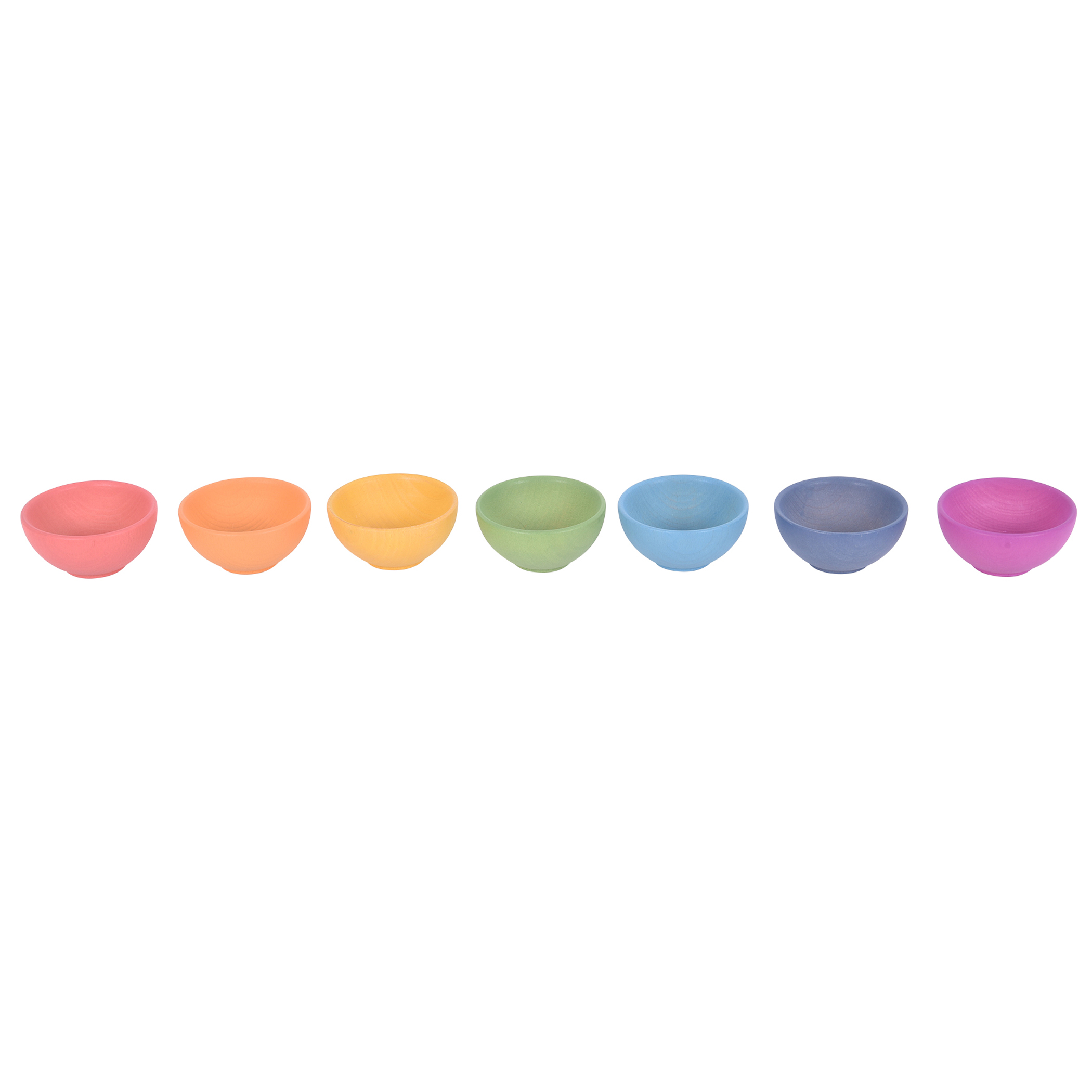 TickiT Rainbow Wooden Bowls - Set of 7 Colors - For Ages 10m+ - Loose Parts Wooden Toy for Babies and Toddlers image number null