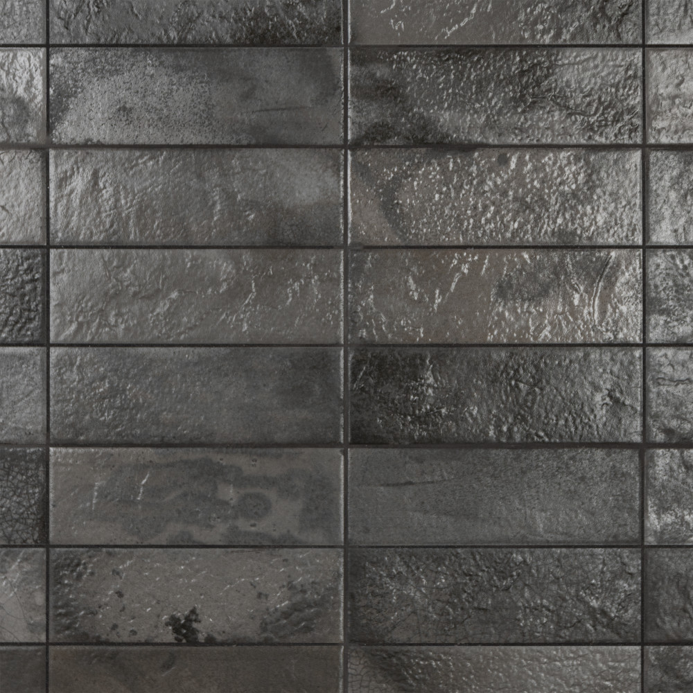 Kings Raku Black 7-7/8 in. x 15-3/4 in. Ceramic Wall Tile