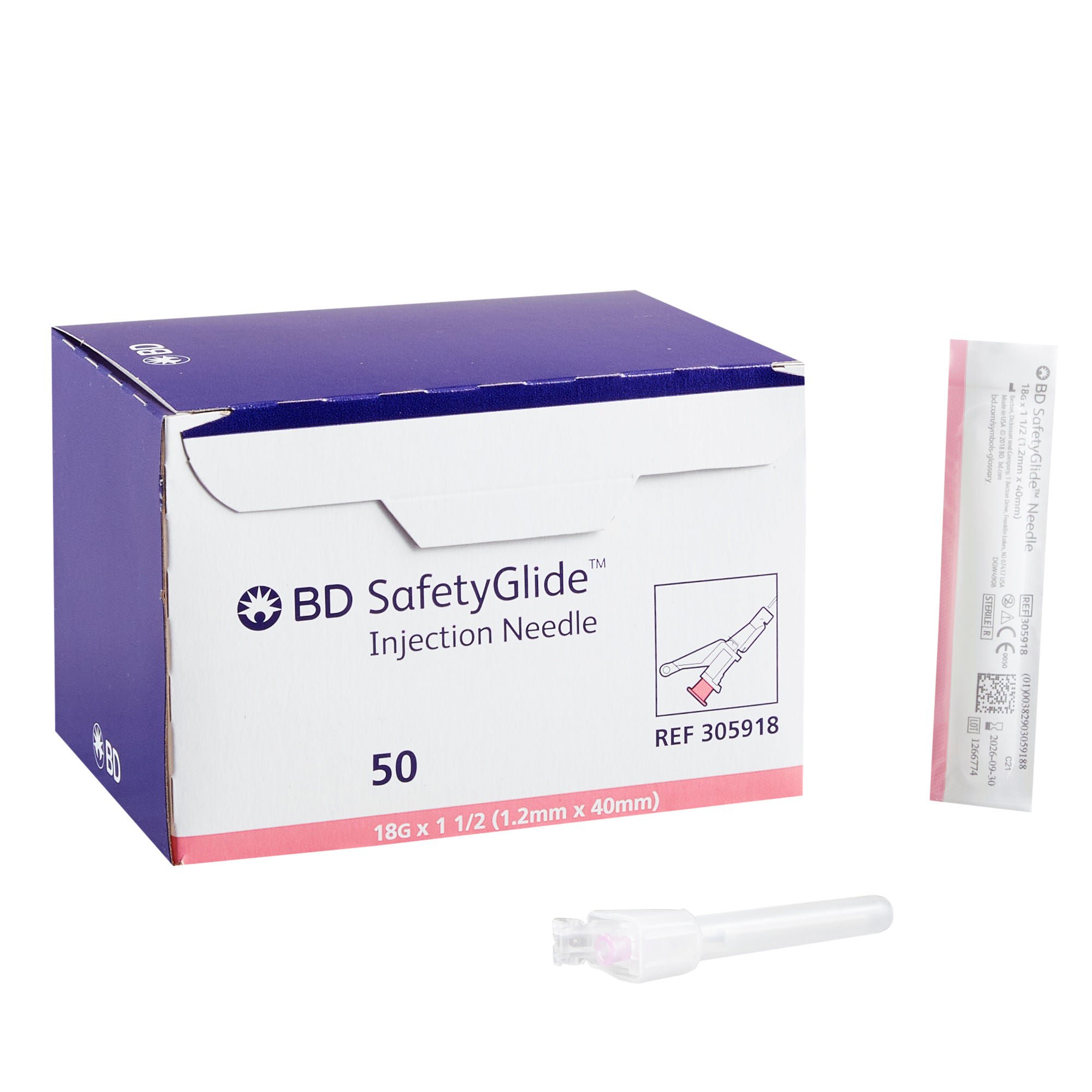 SafetyGlide™ Safety Hypodermic Needle, 18 Gauge, 1.5 Needle Length