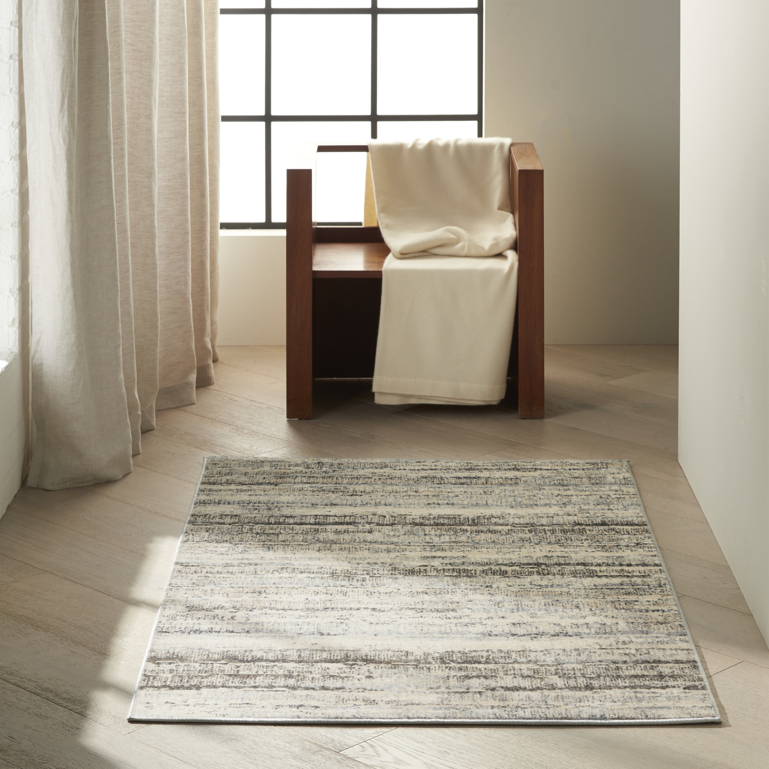 Calvin Klein Etched 3'2" x 5' Ivory Beige Contemporary Indoor Rug