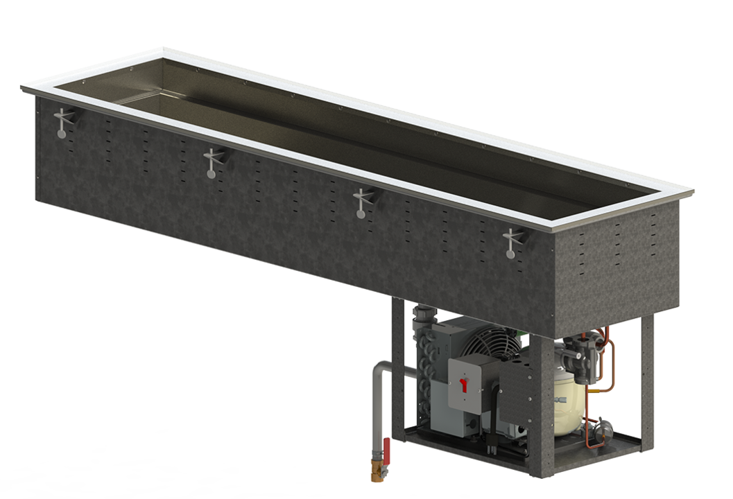 Four-well 120-volt NSF 7-certified short-side refrigerated drop-in cold well