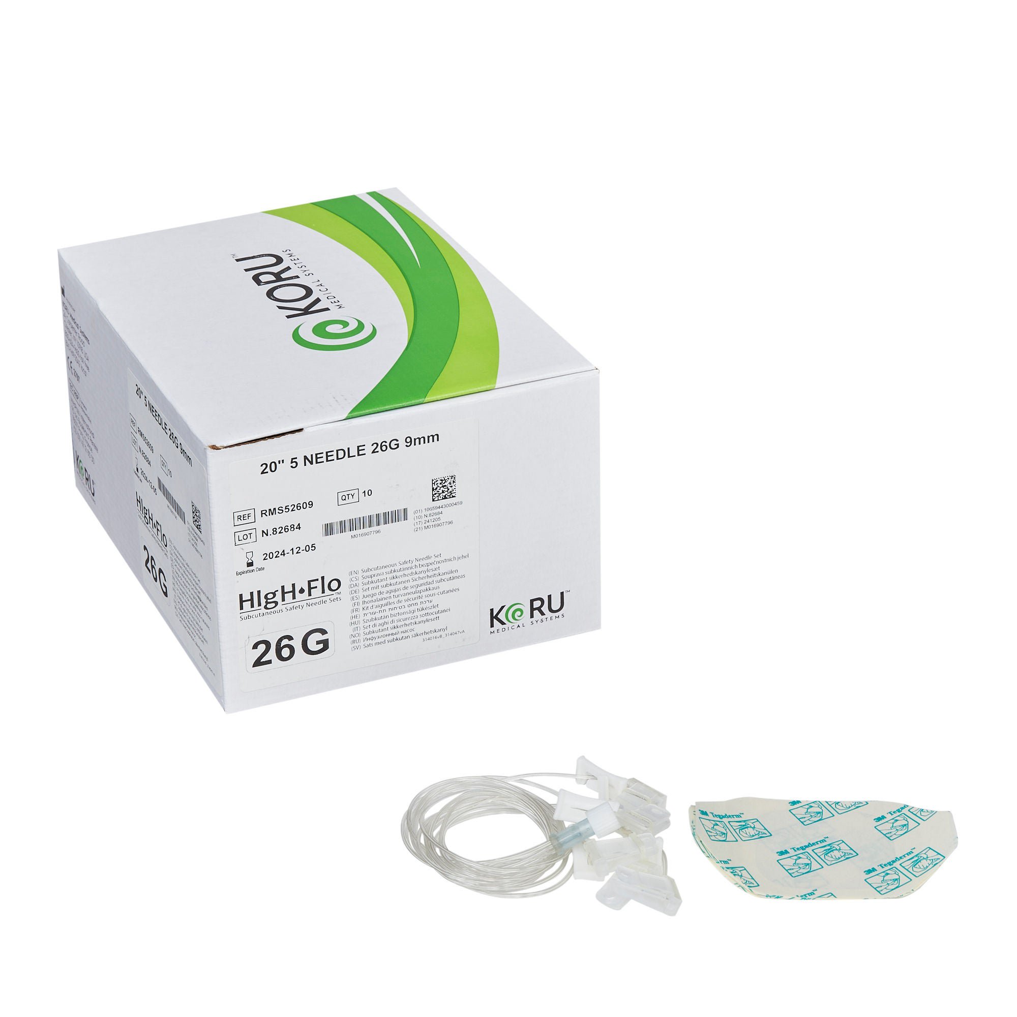 KORU Medical Systems NEEDLE SET, SAFETY HIGH-FLOW 5SET 26GX9MM (10/BX)