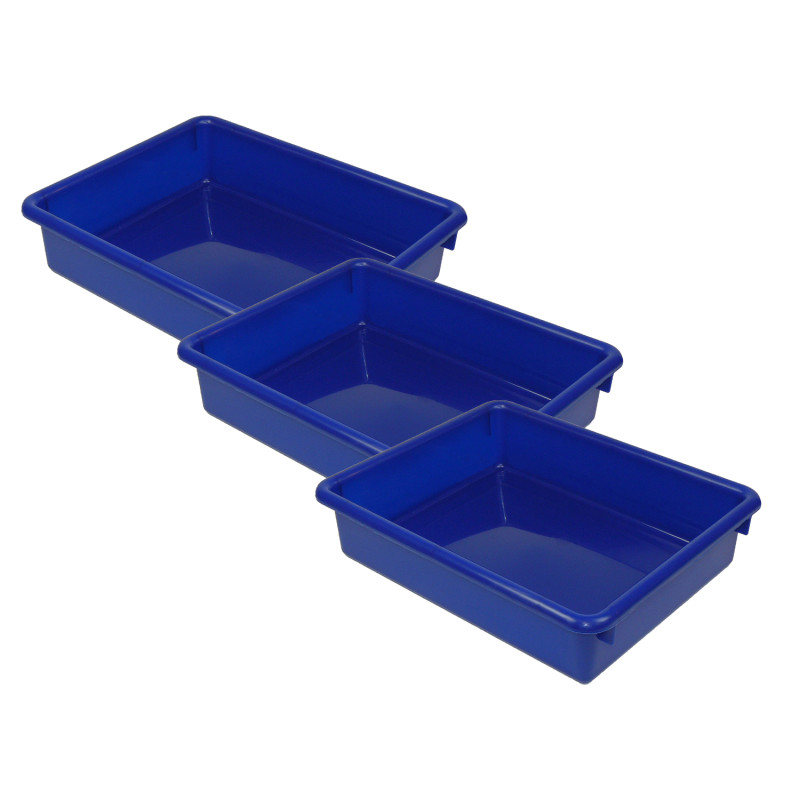 Stowaway® 3" Letter Tray no Lid, Blue, Pack of 3