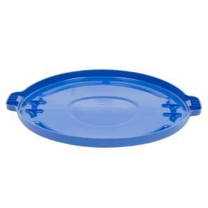 Rubbermaid Commercial, BRUTE, Self-Draining, Round, Heavy Duty Plastic, 44 gal, Blue, Receptacle Lid