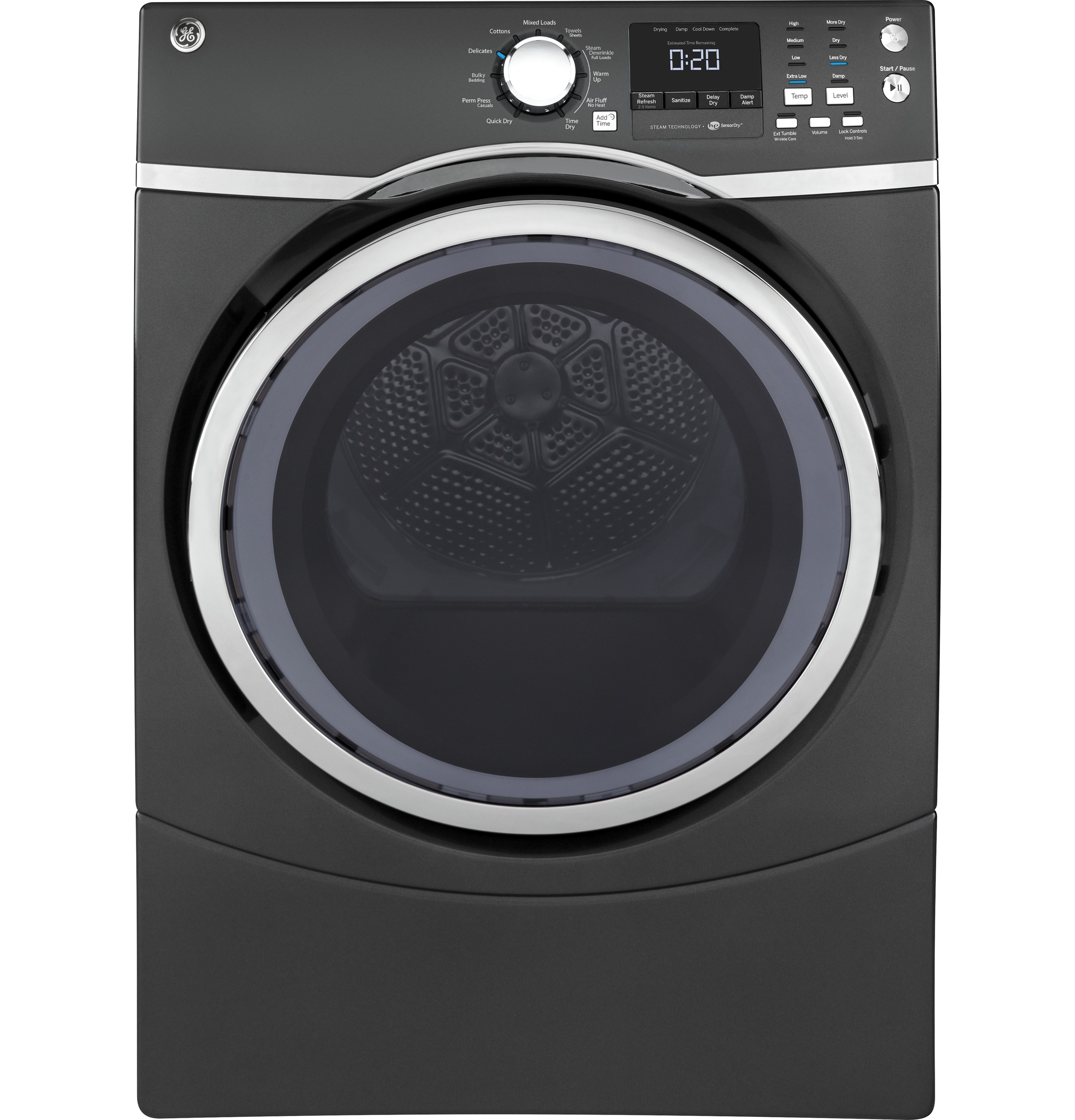 GE® 7.5 cu. ft. capacity Front Load gas dryer with steam