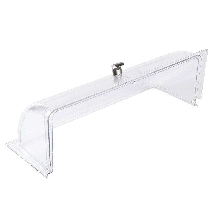 Full-size acrylic rolltop cover for cubic display cutting board or display platter