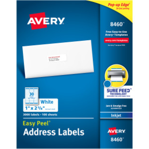 Printable Address Labels, 1" x 2-5/8", 3,000 Pack