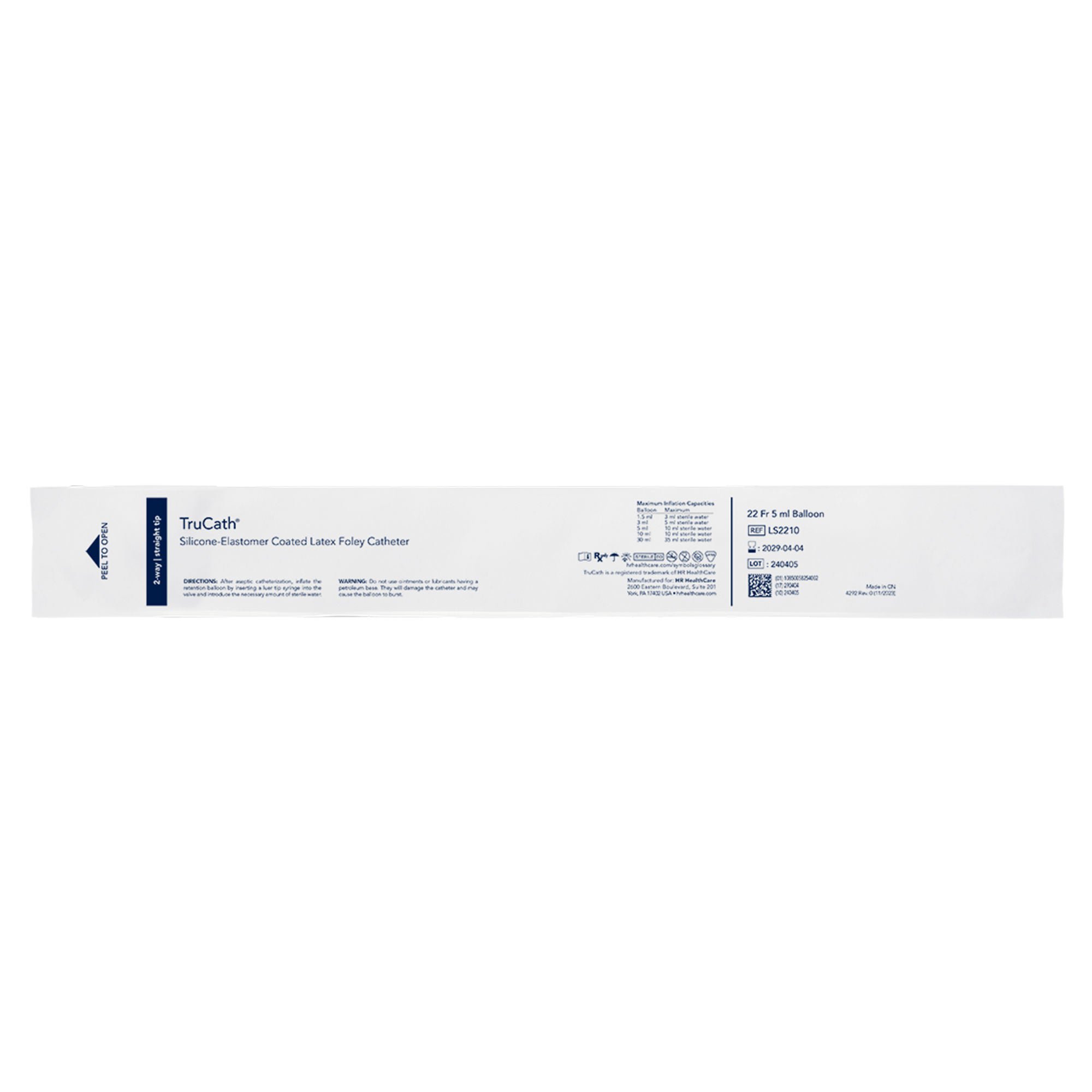 HR Healthcare CATHETER, FOLEY 2-WAY W/5MLBALLOON 22FR (12/CS)