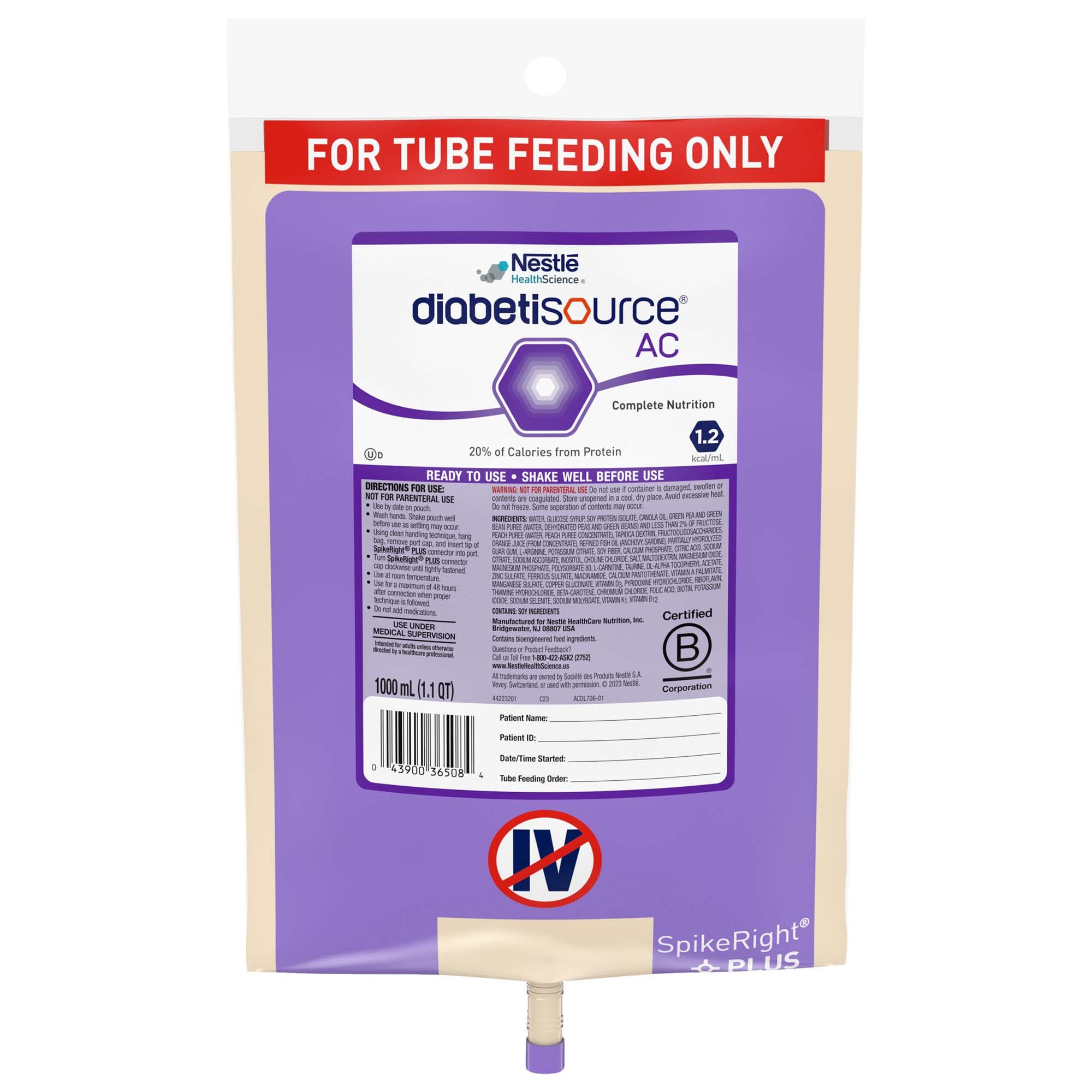 Diabetisource® AC Tube Feeding Formula, 33.8 oz. Bag