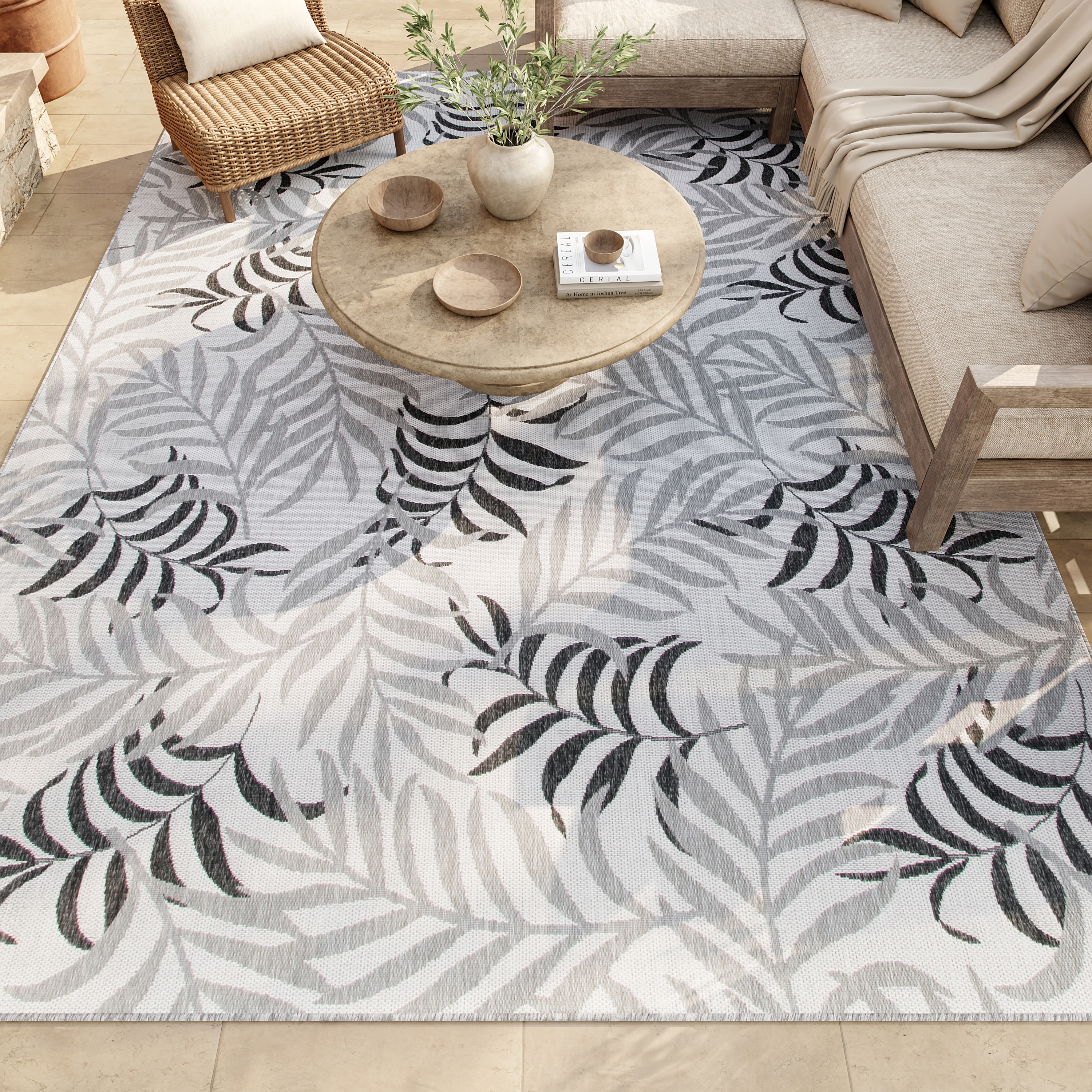 Nourison Garden Oasis 9' x 12' Grey Tropical Rug