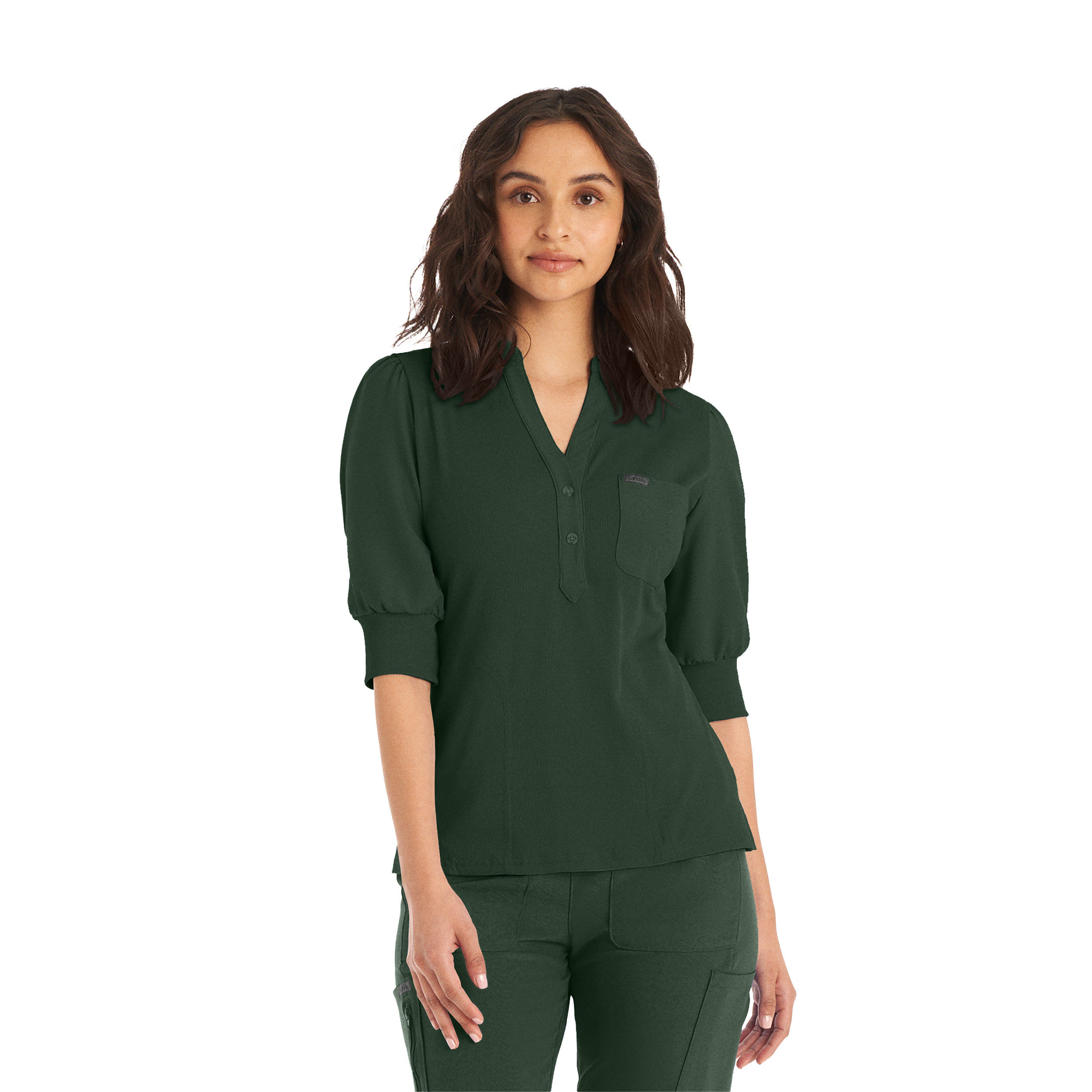 Landau Forward Women&#39;s 3&#45;Pocket Y&#45;Neck Scrub Top-Landau