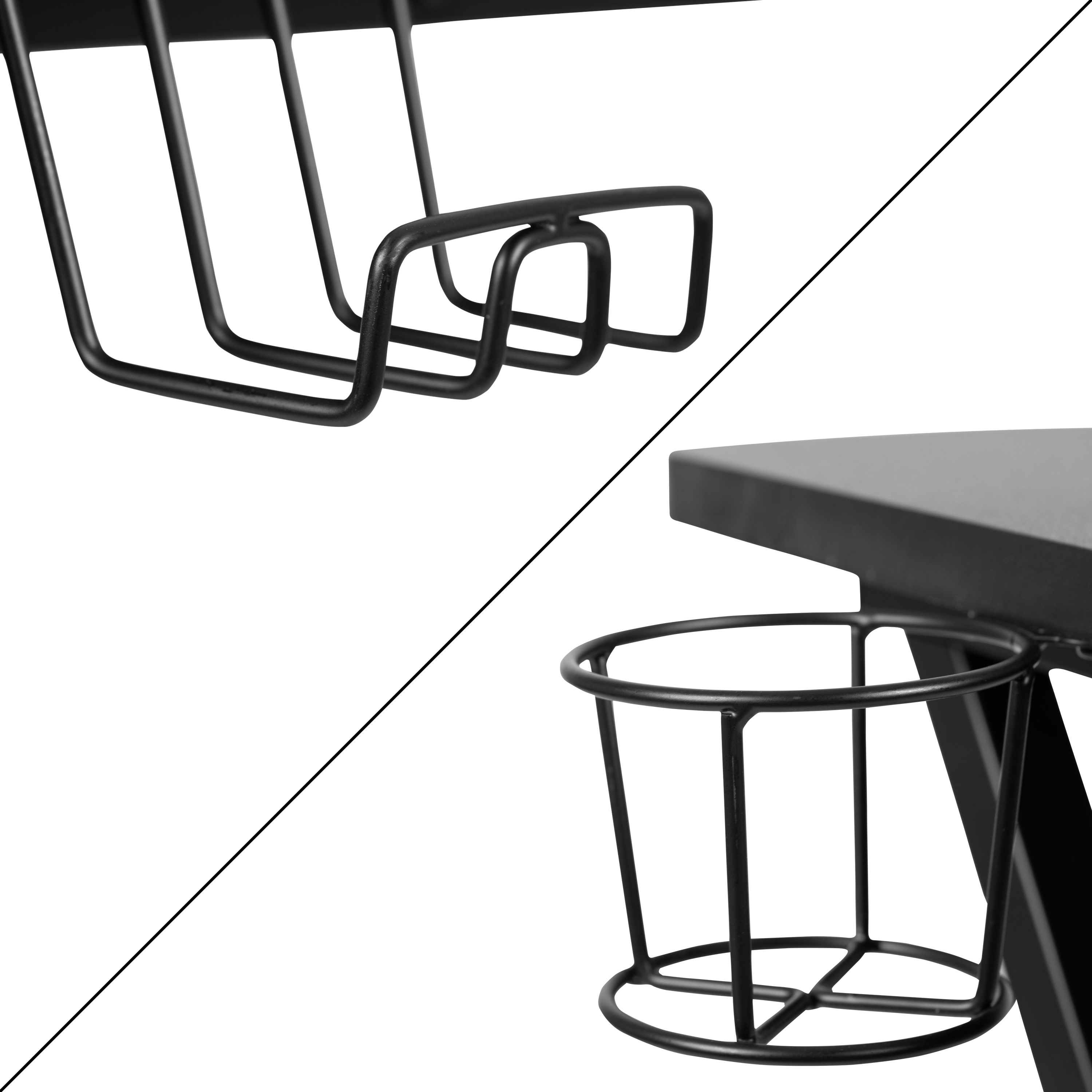 Portavasos de escritorio para juegos negro/blanco, gancho para auriculares, soporte para monitor - Imagen 21 de 24