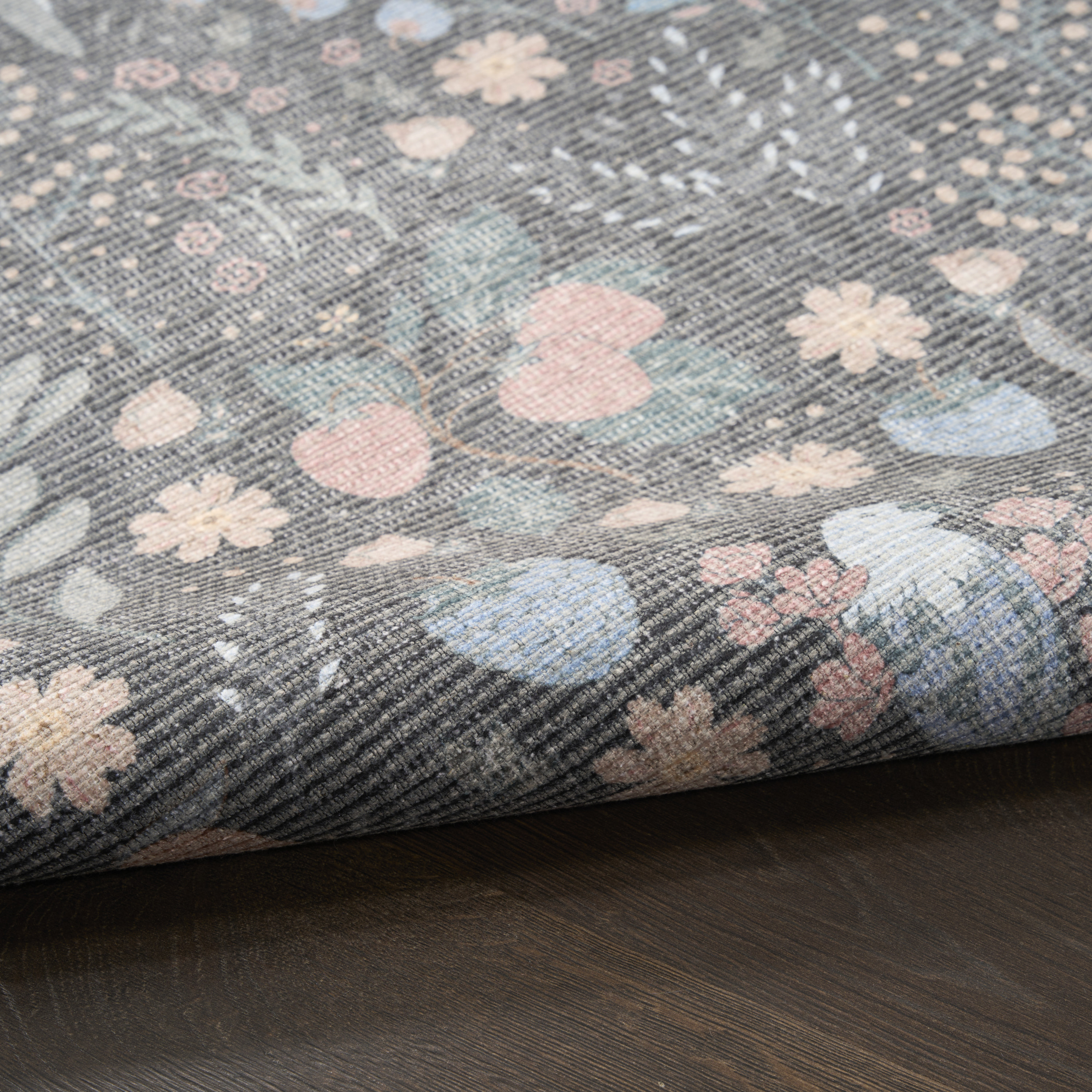 Nourison Botanical Washables 7'6" x 9'10" Charcoal Multicolor Modern Indoor Rug