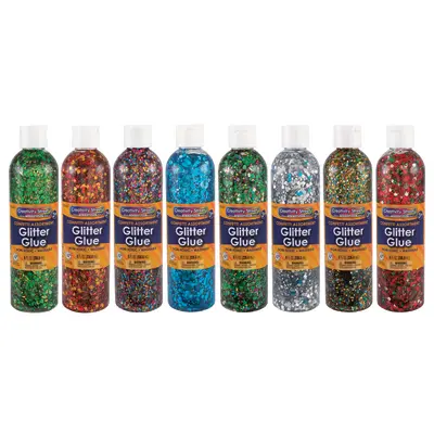 Creativity Street  Glitter Glue Assortments, Assorted Confetti,  8 fl. oz., 8 Bottles