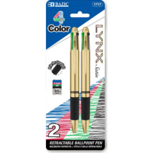 Lynx Satin Top 4-Color Pen with Cushion Grip, Pack of 2