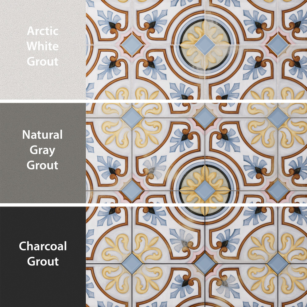 Vaudeville Octagon Deco Diglas with Taco Azzuro 7-7/8 in. x 7-7/8 in. Porcelain Floor and Wall Tile