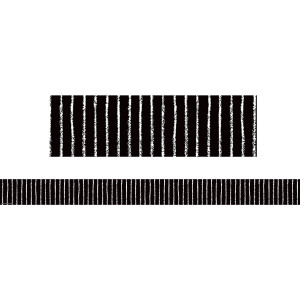 Black With White Pinstripes Straight Border Trim, 35 Feet
