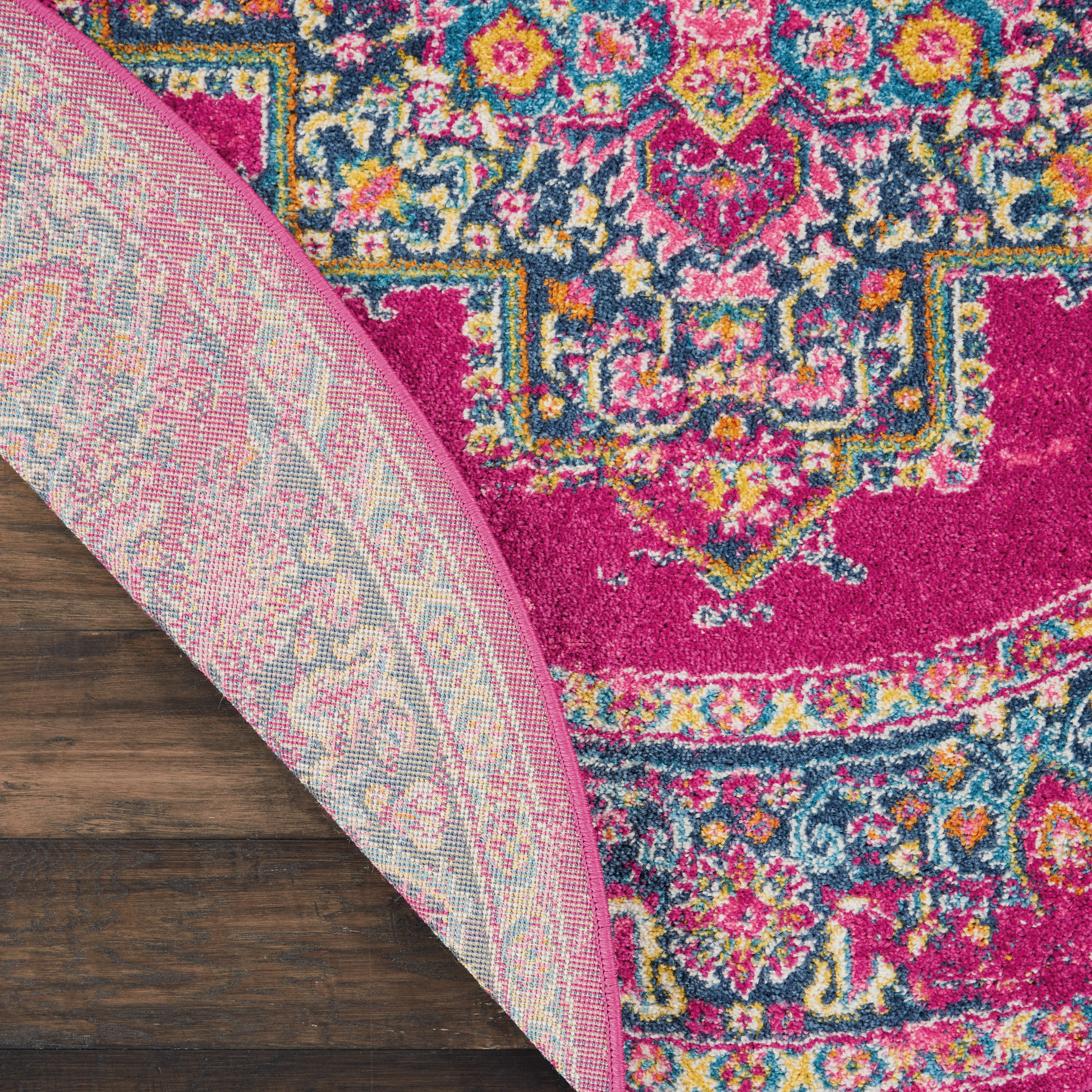 Nourison Passion 4' x Round Fuchsia Bohemian Indoor Rug