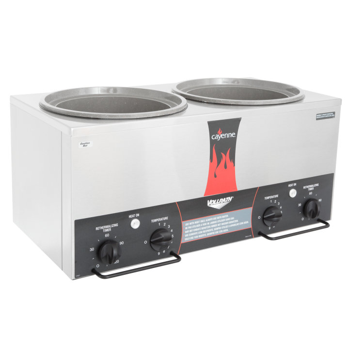 Vollrath 72028 - Cayenne® Twin Well Rethermalizer, stainless exterior, (2) 7 quart insets