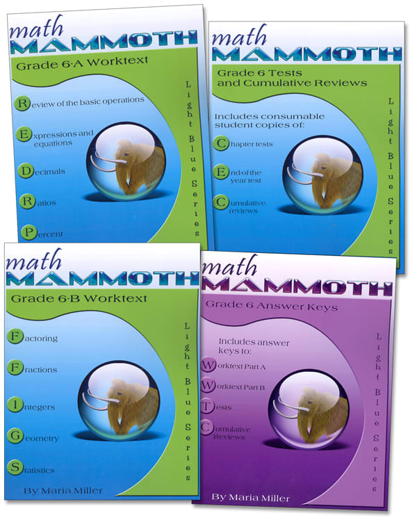 Math Mammoth Grade 6 Set (2022 Edition, Black and White)