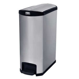 Rubbermaid Commercial, Impressions™, 24 gal, Metal, Black, Rectangle, Receptacle
