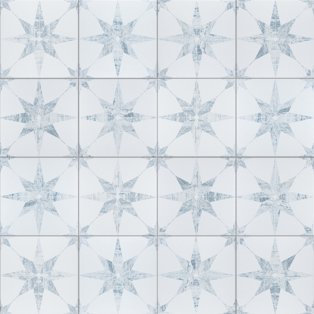 Cassis Stella White 9-3/4 in. x 9-3/4 in. Porcelain Floor and Wall Tile