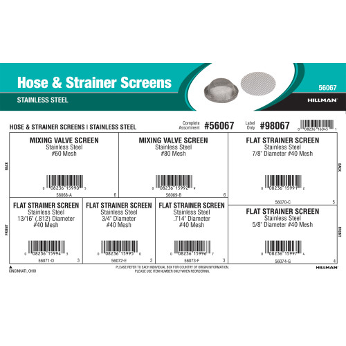 Stainless Steel Hose & Strainer Screens Assortment