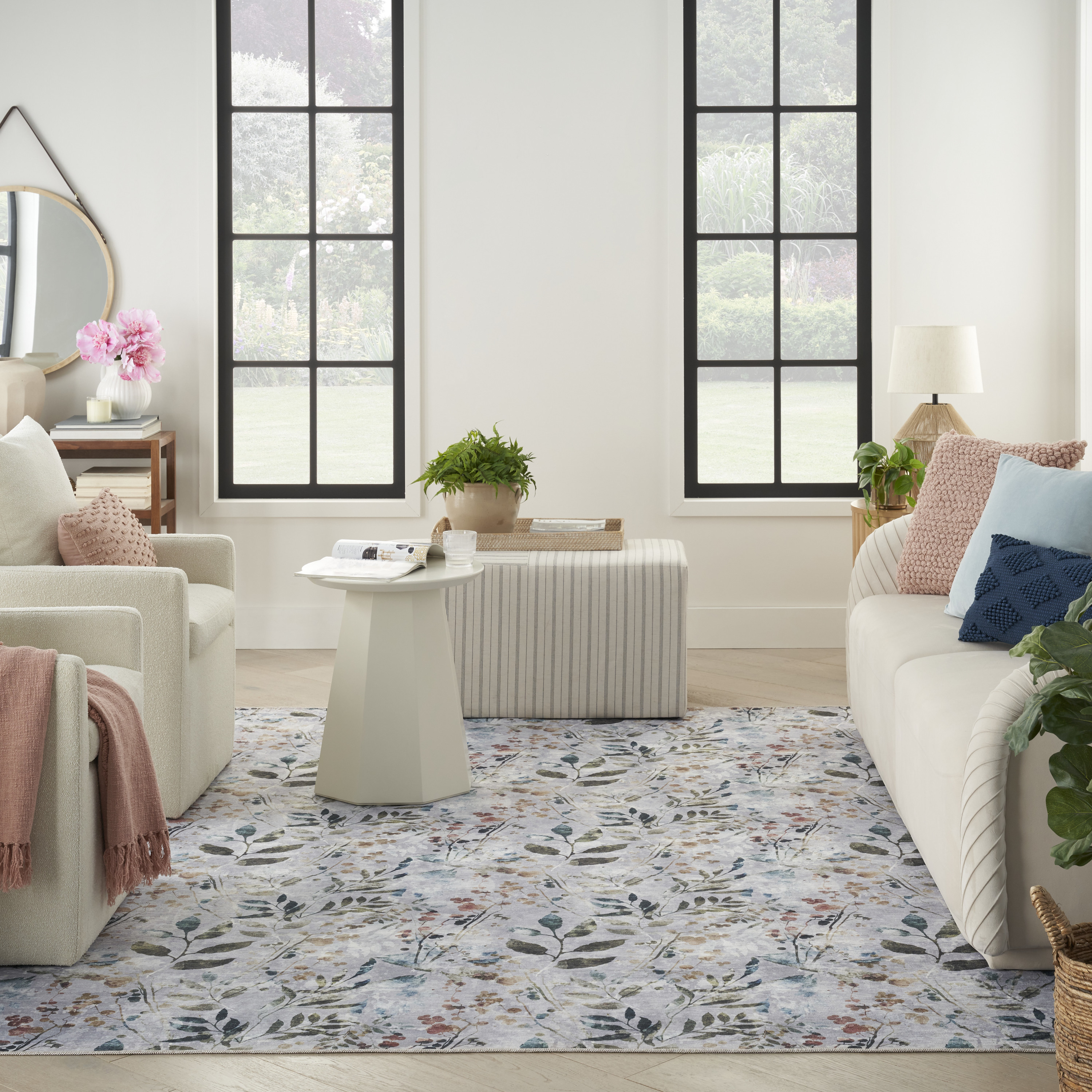 Nourison Nourison Washables 4' x 6' Grey Multicolor Contemporary Indoor Rug