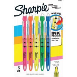 Sharpie&reg; Liquid Highlighter, Chisel Tip Highlighters, Assorted Colors, 5 Count