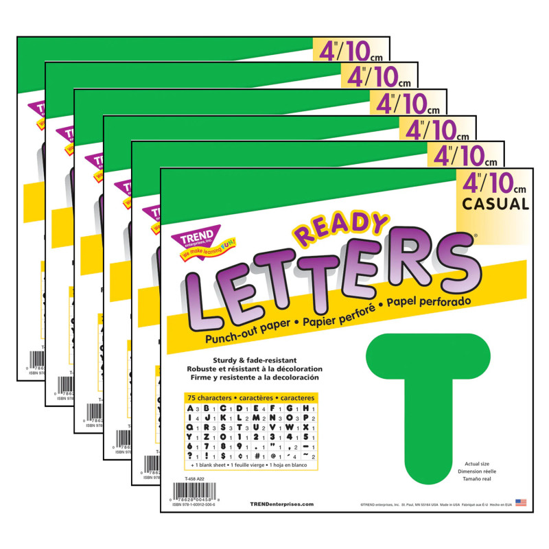 Green 4" Casual Uppercase Ready Letters®, 6 Packs
