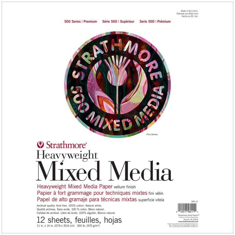 500 Series Mixed Media Pad, 12 Sheet, 11x14 inch, 1 Count