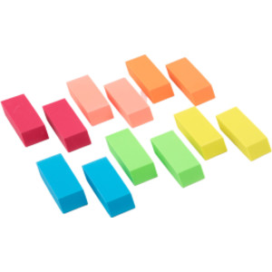 Large Synthetic Wedge Erasers, Assorted Colors, 36 Count