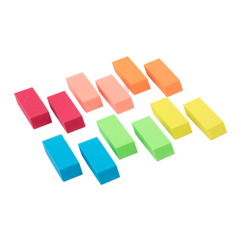 Large Synthetic Wedge Erasers, Assorted Colors, 36 Count